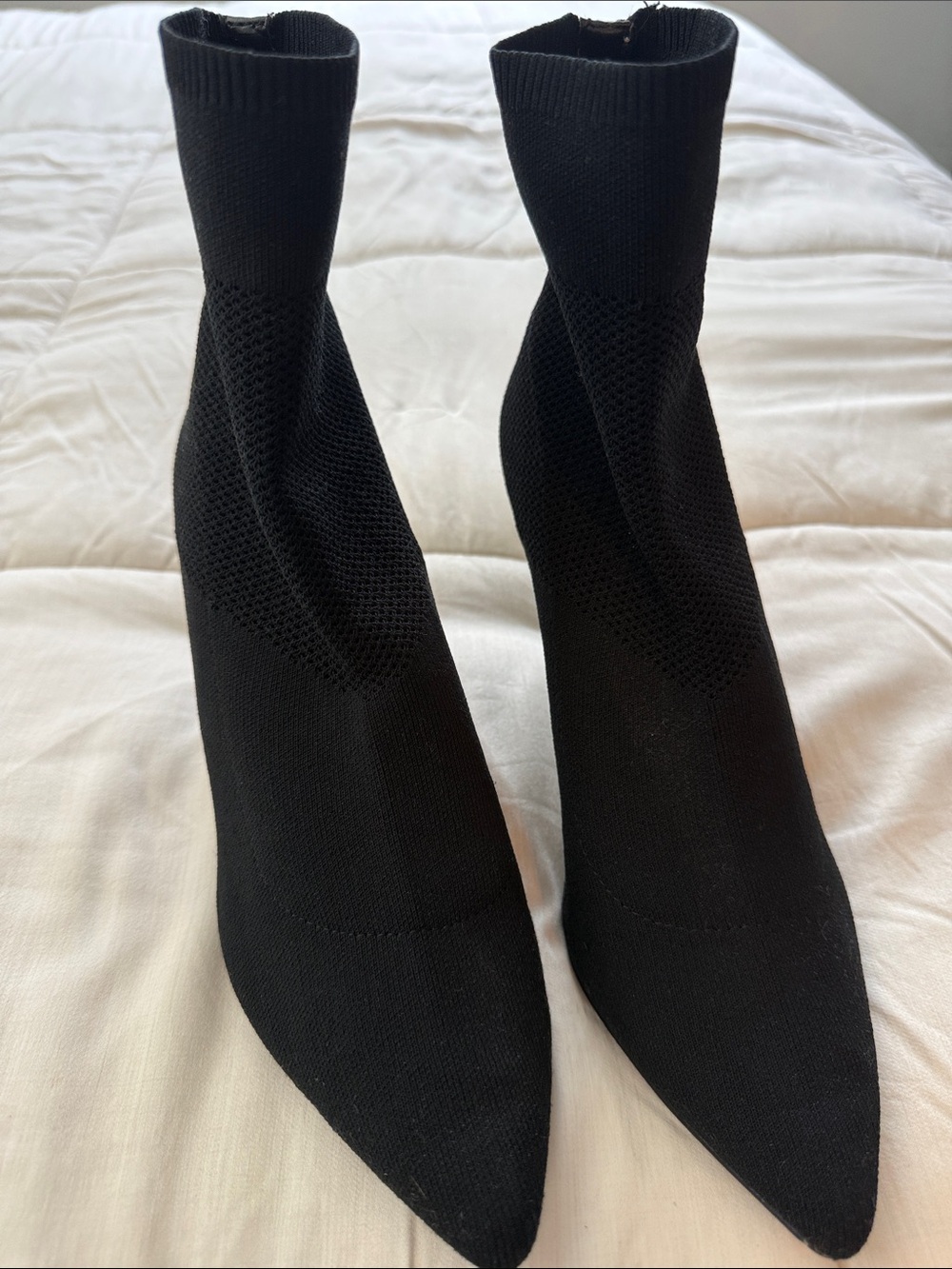 Steve Madden Black Knit Pointed Sock Booties